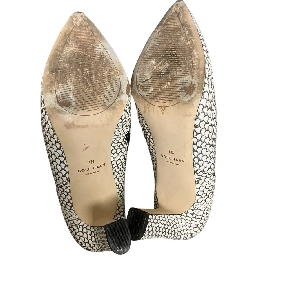 Cole Haan Vestry Edgy Ankle Leather Heel Booties Pointed Toe Snake Print Shoe 7B - Picture 6 of 13